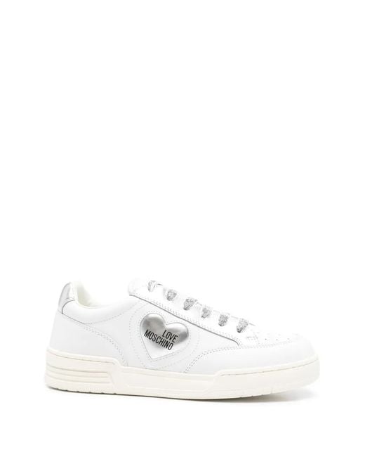 Love Moschino Heart-Appliqué Sneakers in White | Lyst UK