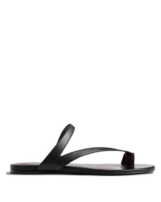 Khaite White Aimee Leather Flat Sandals