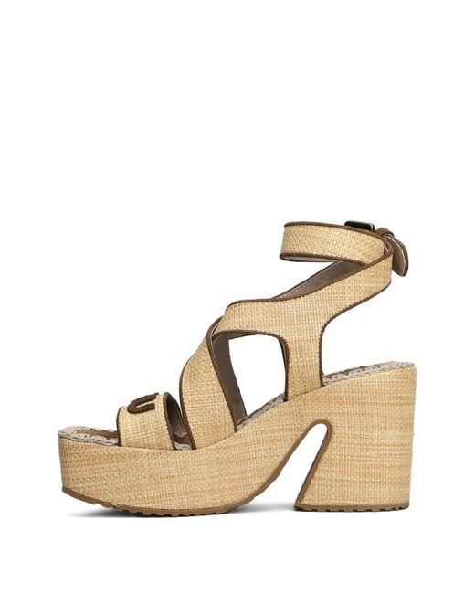Mou Metallic 100Mm Raffia Platform Sandals