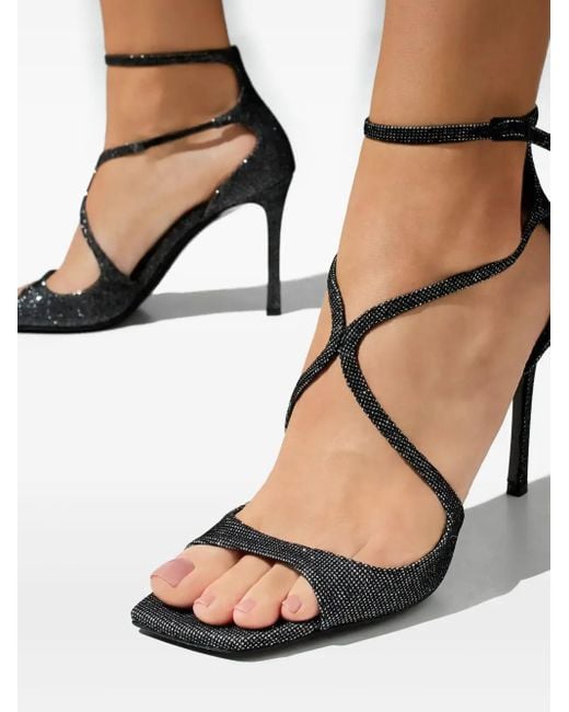 Jimmy Choo Black 95Mm Azia Crystal-Embellished Sandals