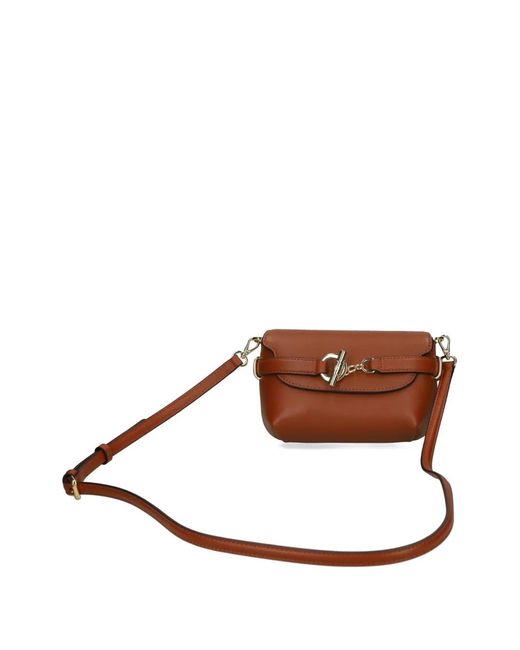 Ralph Lauren Brown Buckle-Detail Leather Crossbody Bag