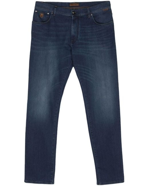 Corneliani Blue Mid-rise Tapered Jeans for men