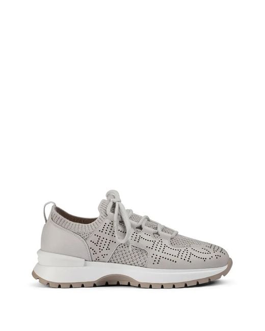 Doucal's White Openwork Leather Sneakers