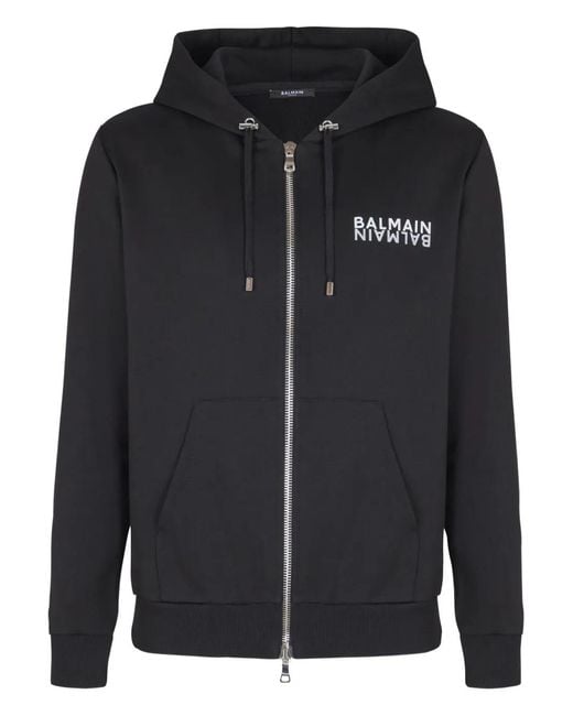 Balmain Black Zip-Up Hoodie for men