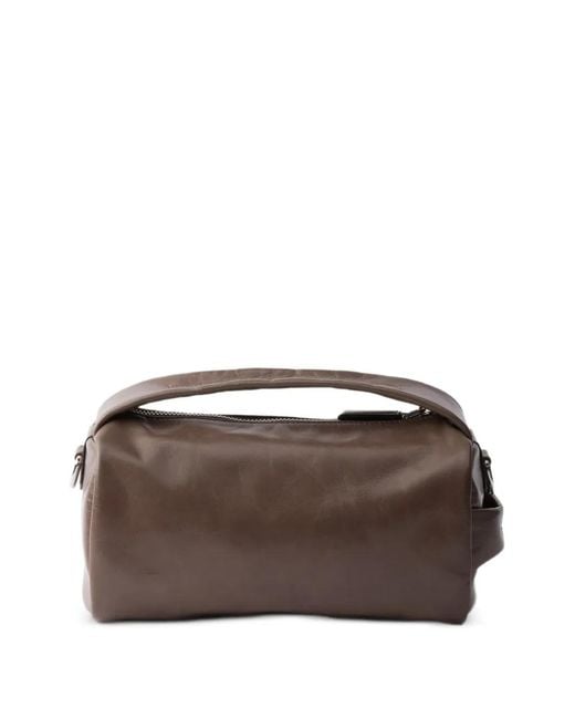 Prada Brown Leather Shoulder Bag for men