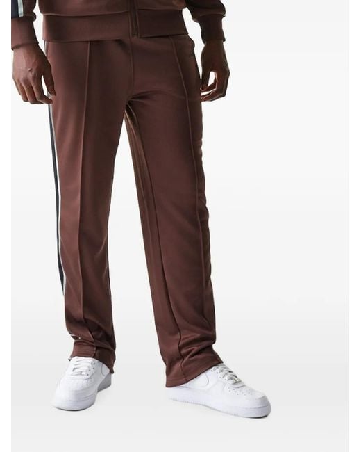 KTZ Brown Script-Embroidered Side-Stripe Track Pants for men