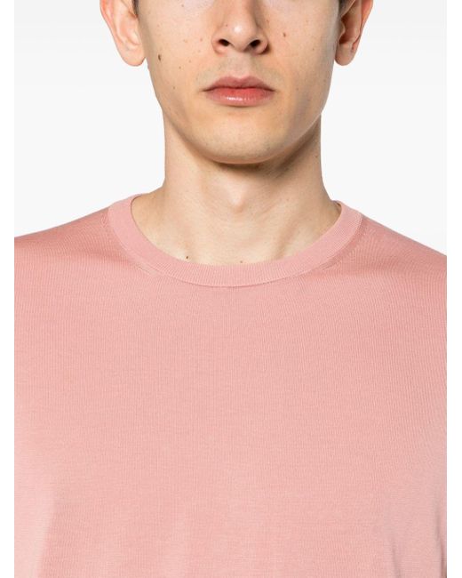Drumohr Pink Short-sleeves Fine-knit Jumper for men