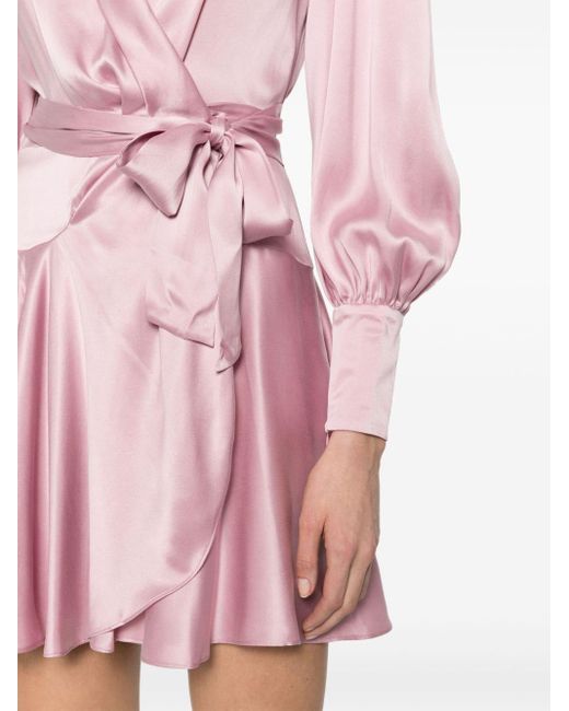 Zimmermann Pink Silk Wrap Mini Dress