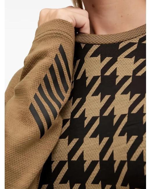 Helly Hansen Brown Lifa Houndstooth-Pattern Base Layer