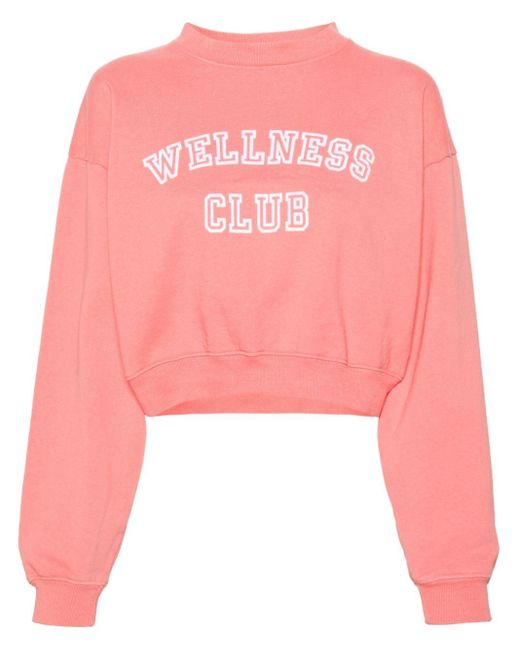 Sporty & Rich Pink Wellness Club Cropped Sweatshirt