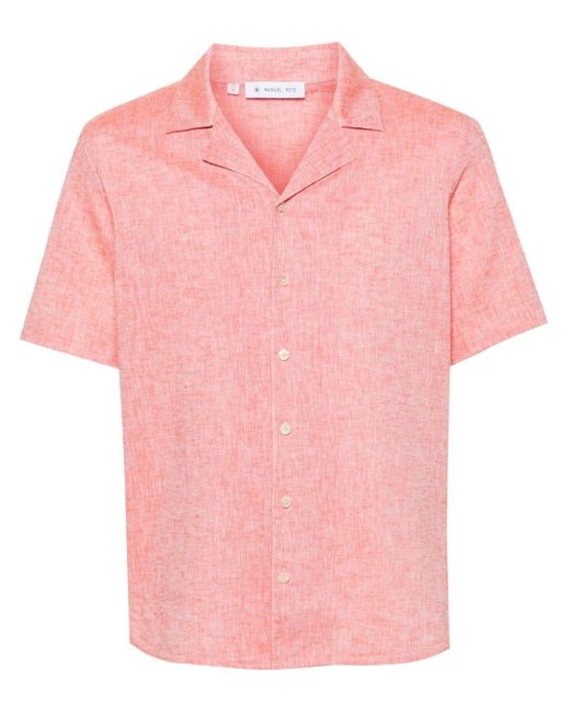 Manuel Ritz Pink Camp-collar Short-sleeve Shirt for men
