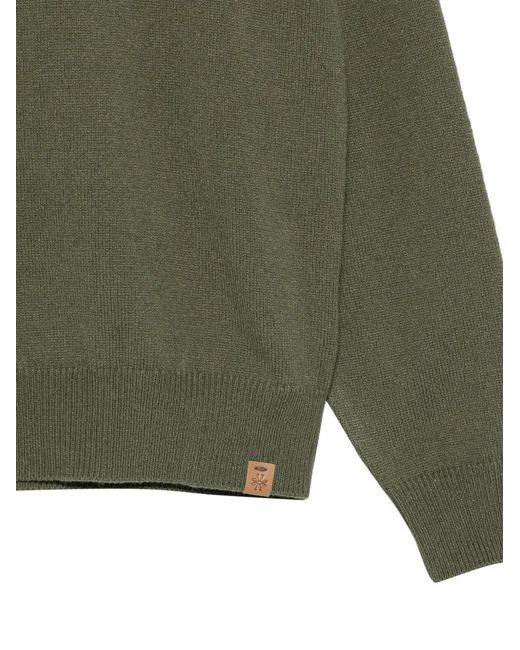 Jacob Cohen Green Crew-Neck Logo-Patch Sweater for men