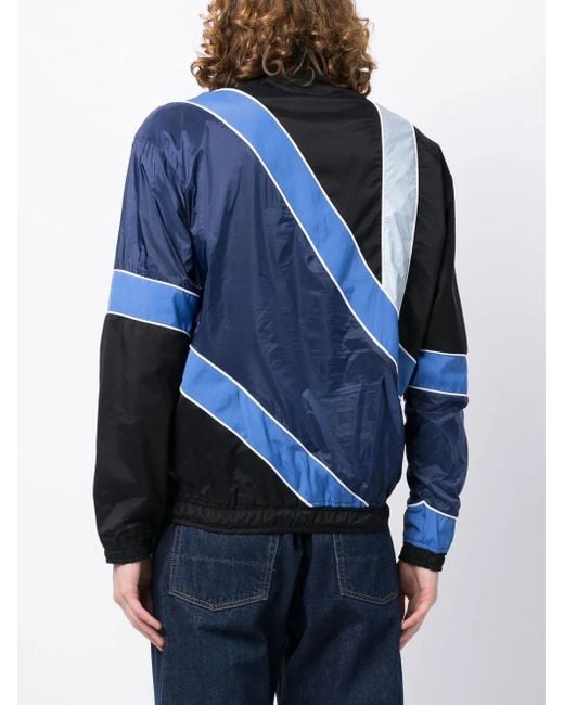 Ahluwalia Blue Striped Half-Zip Jacket for men