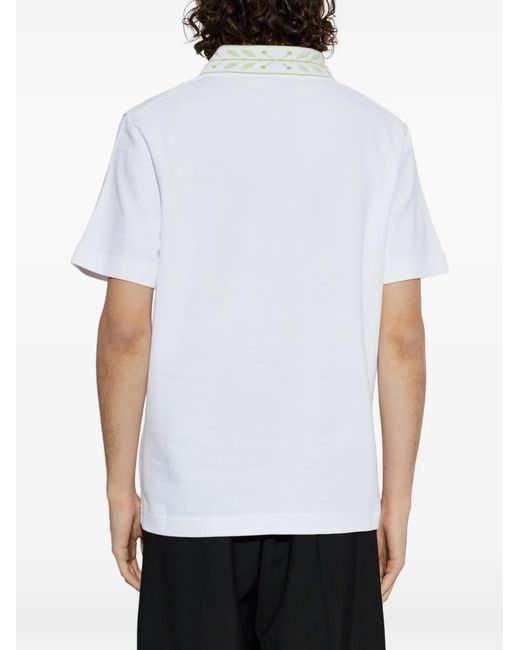 Casablanca White Embroidered Logo Polo Shirt for men