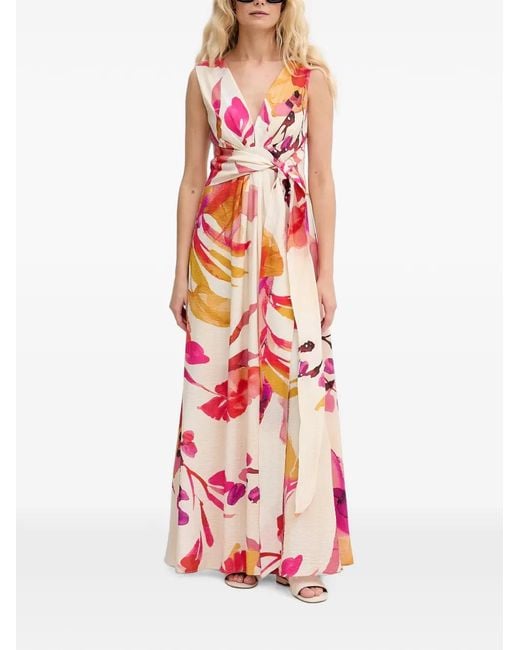 Lola Casademunt White Floral-Print Maxi Tie-Waist Dress