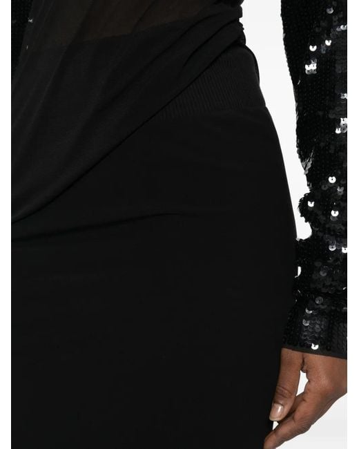 Rick Owens Black Ribbed Long Maxi Skirt