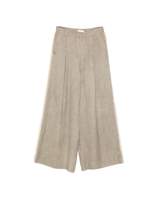Hui Milano White Side-Stripe Pleated Palazzo Pants