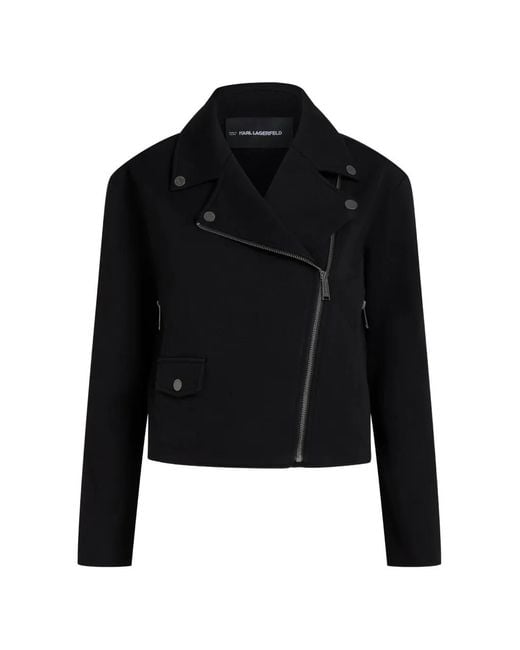 Karl Lagerfeld Black Zip-Up Biker Jacket