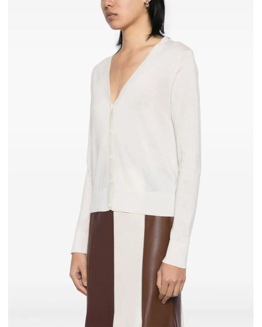 N.Peal Cashmere White V-Neck Cardigan