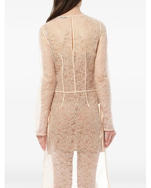 Emilio Pucci Natural Lace Long-Sleeve Dress
