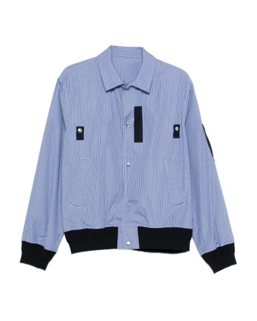 メンズ Sacai ストライプパネル ボンバージャケット Blue