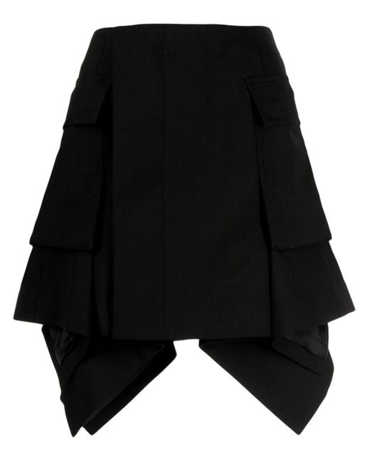 Sacai Black High-waisted Asymmetric Mini Skirt