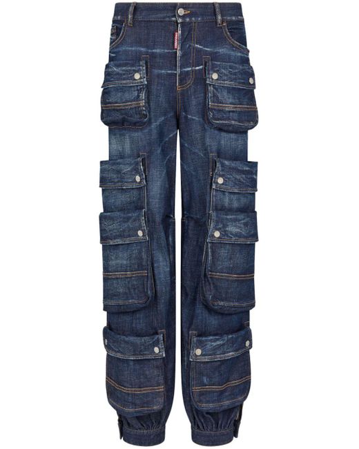 DSquared² Blue Tapered-Jeans mit aufgesetzten Taschen