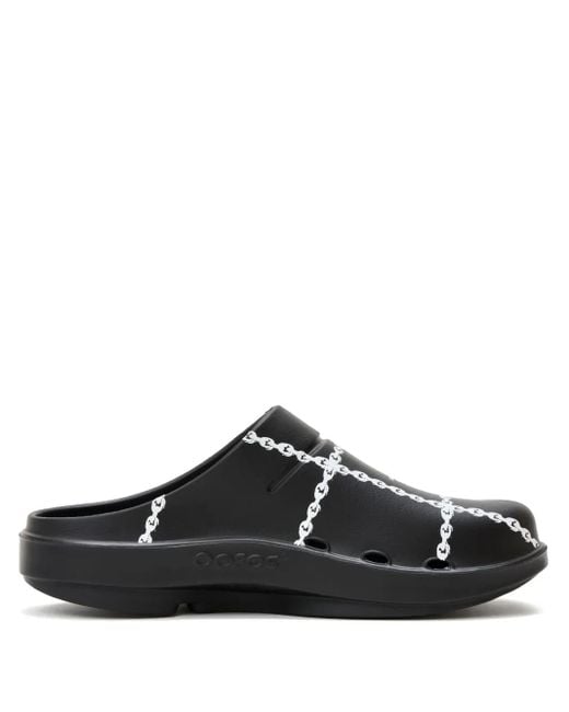 Undercover Black Chain-Print Flat Mules