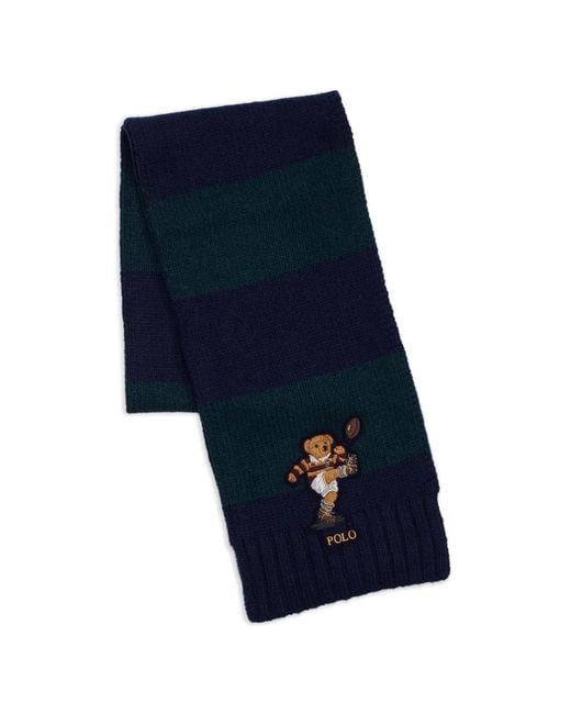 Polo Ralph Lauren Blue Rugby Polo Bear Colourblock Scarf for men