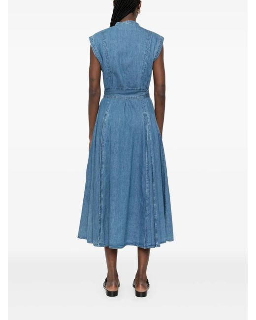 Polo Ralph Lauren Blue Cerulean Midi Shirt Dress With Detachable Waist Belt