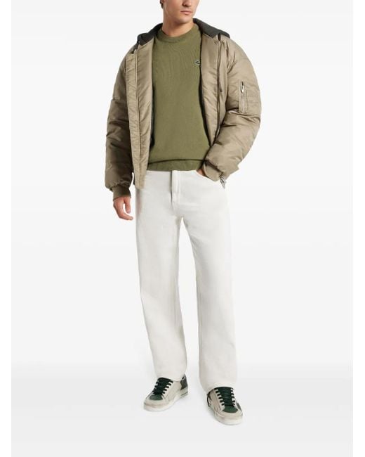 Lacoste Green Logo-Patch Cotton Jumper for men