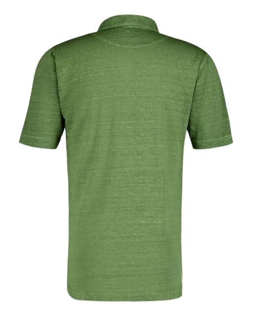 120% Lino Green Linen Polo Shirt for men