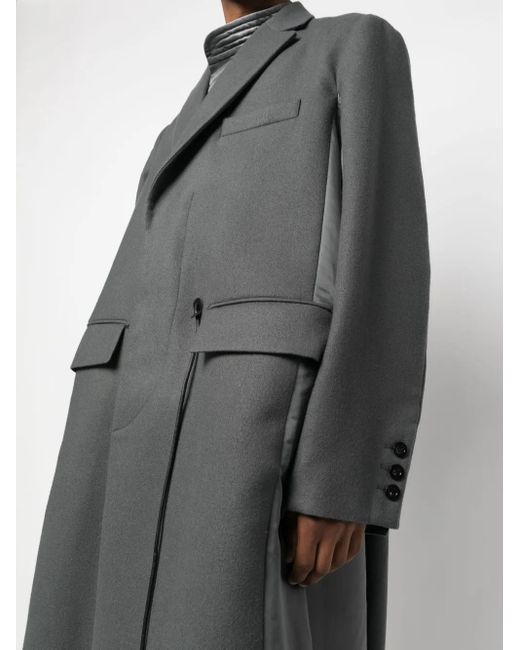Sacai Gray Drawstring Wool Trench Coat for men