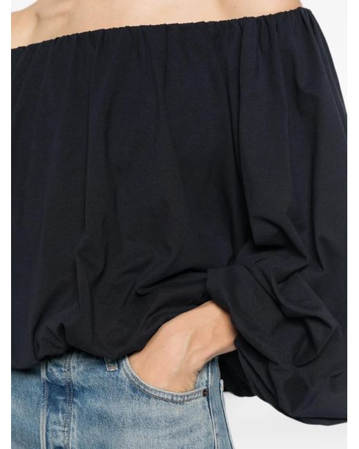 Dorothee Schumacher Black Off-Shoulder Balloon-Sleeve Top