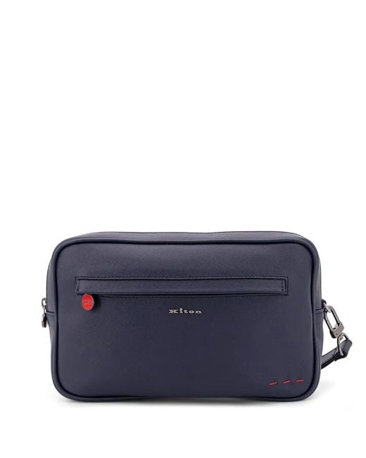 Kiton Blue Zipped Clutch Bag for men