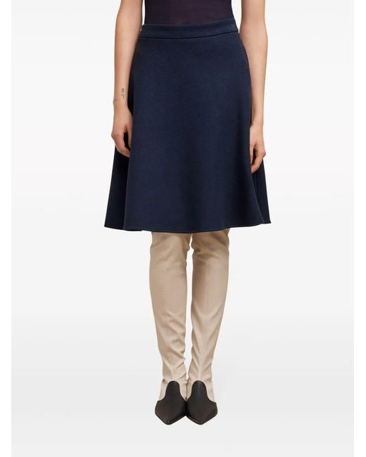 AMI Blue Viring-Wool Blend A-Line Skirt