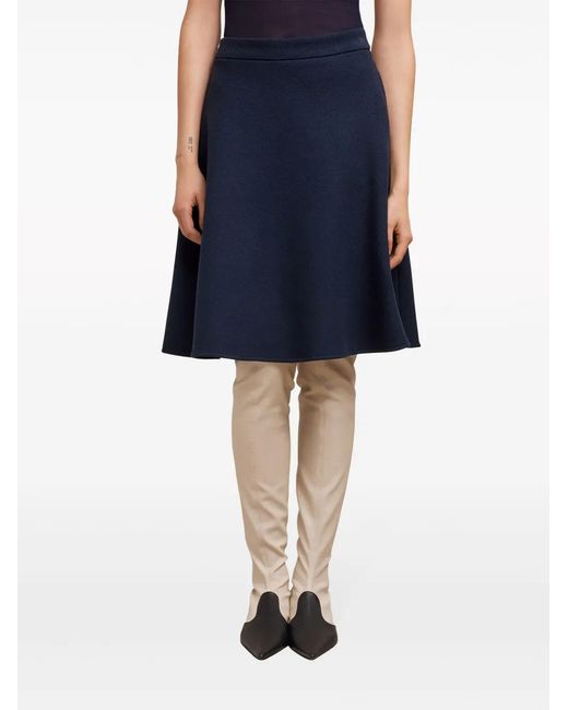 AMI Blue Viring-Wool Blend A-Line Skirt