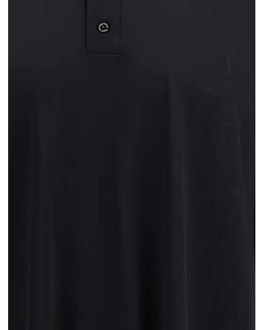 Saint Laurent Woll-Poloshirt Mit Gerippten Details in Black für Herren