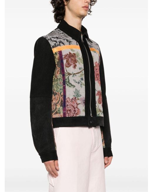 MARINE SERRE Black Regenerated Floral Tapestries Jacket