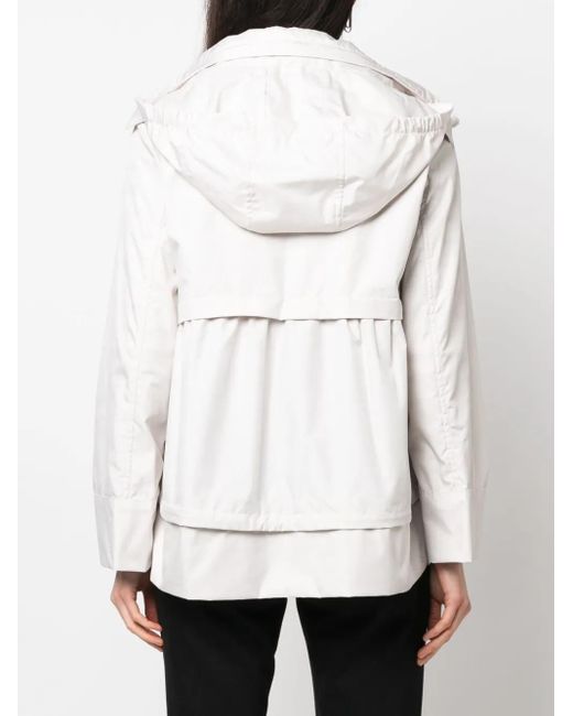 Moorer White Layered-Effect Hooded Jacket