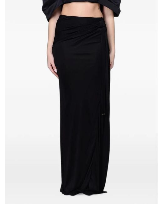 Elisabetta Franchi Black Draped Floor-Length Skirt