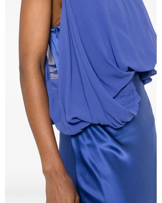 Christopher Esber Blue Cumulus Draped Midi Dress