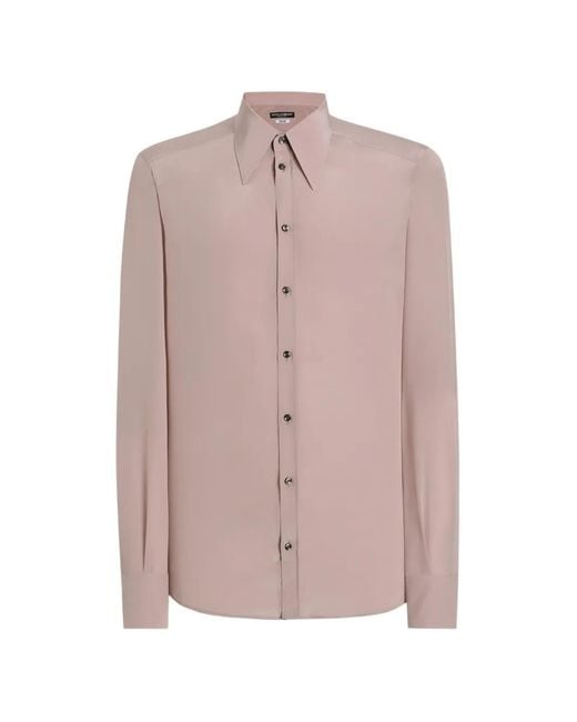 Dolce & Gabbana Pink Silk Crêpe De Chine Shirt for men