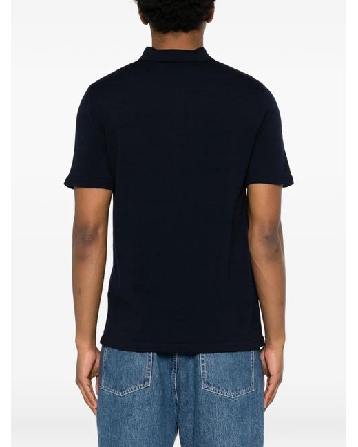 A.P.C. Blue Logo-Embroidered Pocket Polo Shirt for men