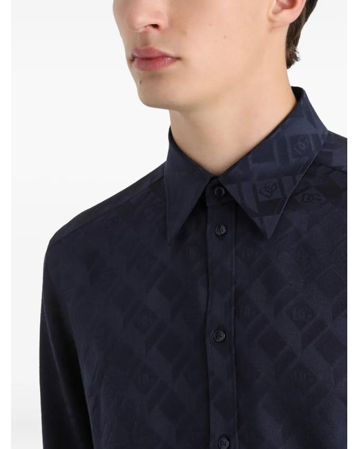 Dolce & Gabbana Blue Martini Monogram Shirt for men