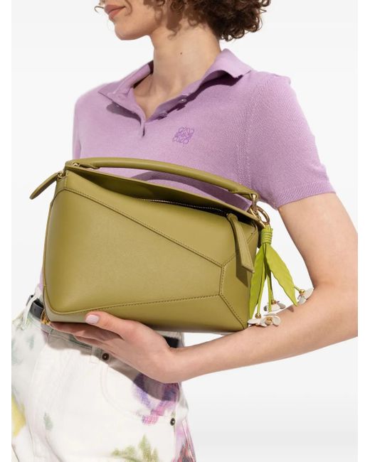 Loewe Green Small Puzzle Leather Tote Bag