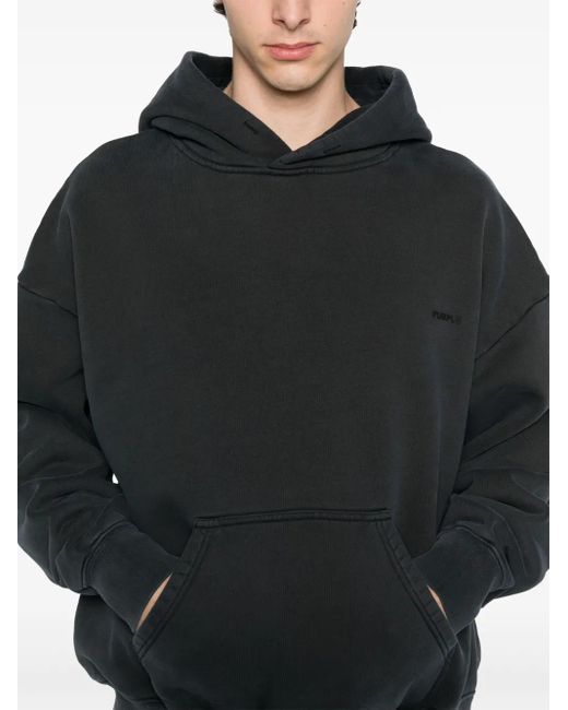 Purple Brand Black Cotton Hoodie