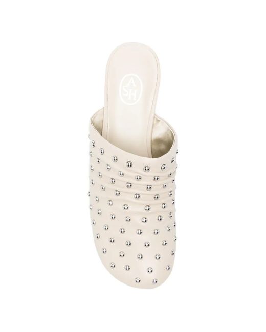 Ash White Eloise Studded-Detail Mules