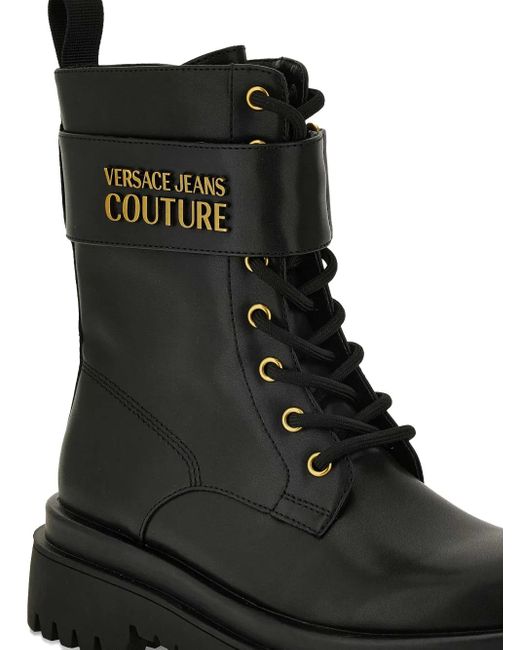 Versace Jeans Couture Black Logo Hardware Boots