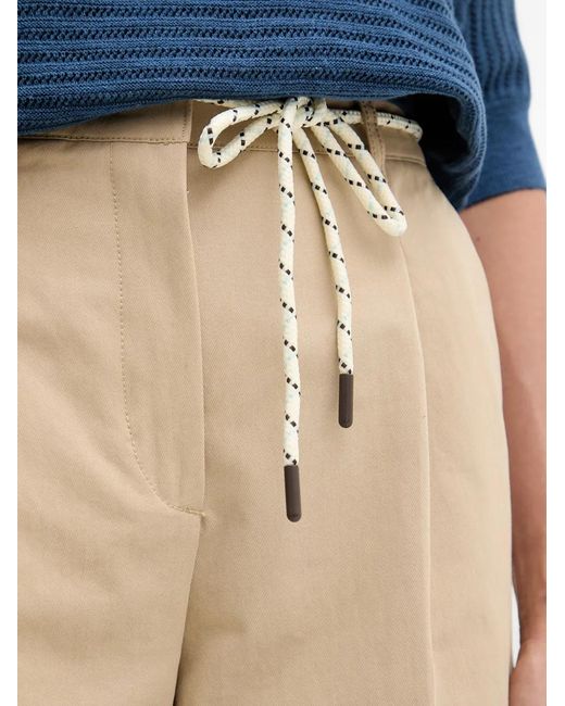 Benetton Natural Pleated Rope-Belt Trousers